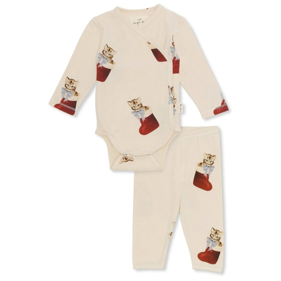 Pyjama Noël Nouveau-né en Coton Bio Xmas Kitty - Konges Slojd