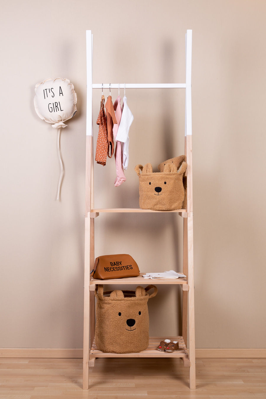 Brown Teddy storage basket Small - Childhome