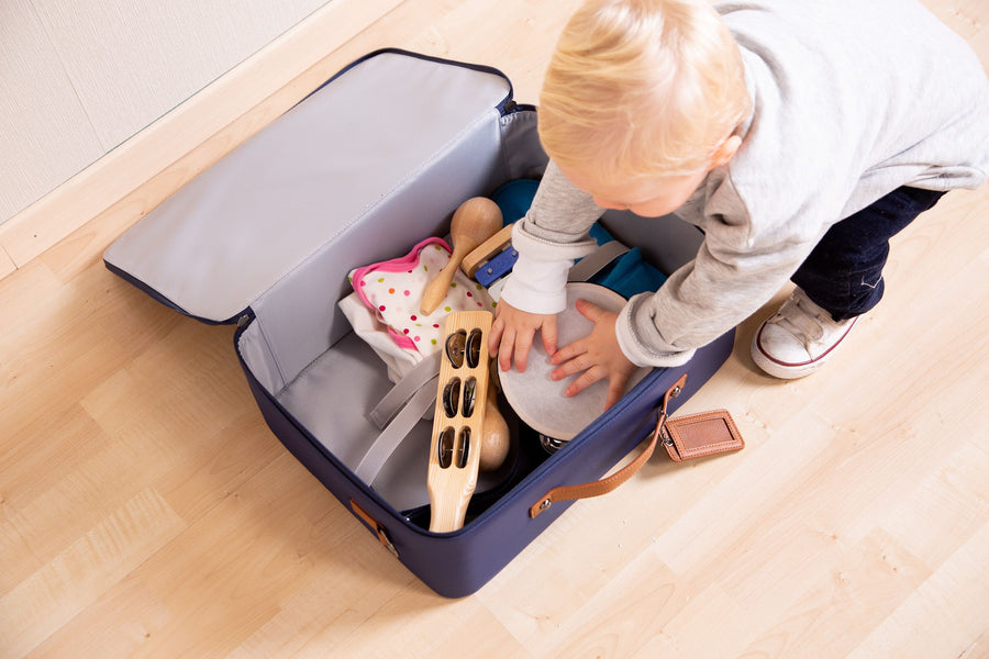 Mini Traveler suitcase for children Navy / White - Childhome 