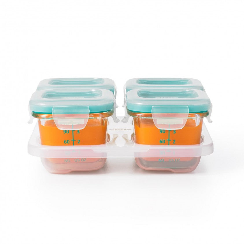 Glass freezer containers 4 x 120ml Teal - OXO TOT 