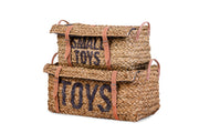 Rattan storage baskets + Leather straps (2 pieces) - Childhome