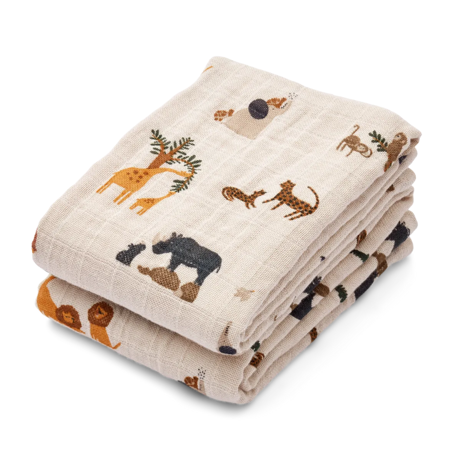 Set of 2 Tetra muslin swaddles Lewis | All Together / Sandy - Liewood
