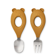 Stanley Baby Cutlery Set | Mr Bear / Golden Caramel - Liewood