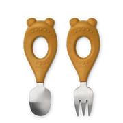 Stanley Baby Cutlery Set | Mr Bear / Golden Caramel - Liewood