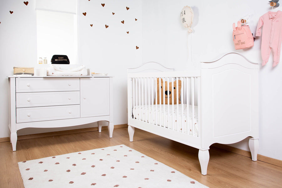 Lit bébé évolutif Romantic white 70 x 140cm - Childhome – Comptoir