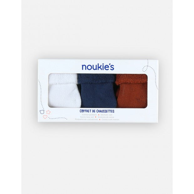 Coffret chaussettes en mousse Bleu marine/Spéculoos - Noukies