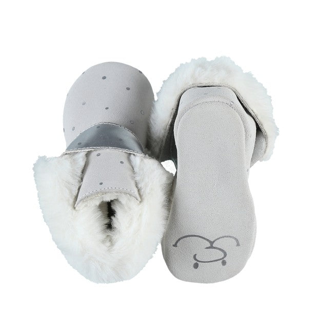 Gray high-top leather slippers with polka dots - Noukies 