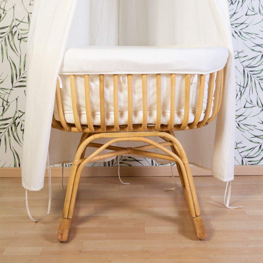 Lit bébé oeuf (matelas inclus) 60 x 120cm Blanc/Naturel – Comptoir