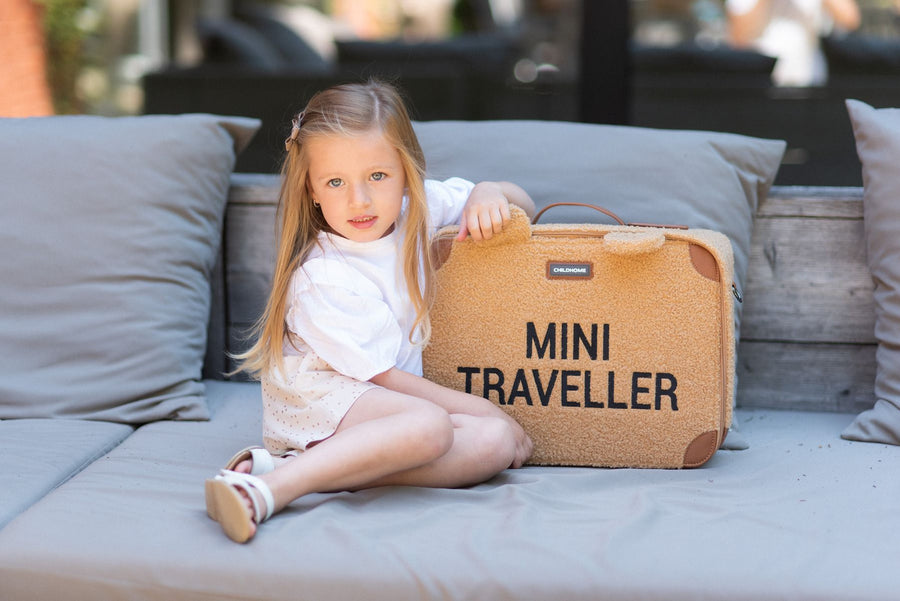 Valise Mini Traveller enfant Teddy Brun - Childhome