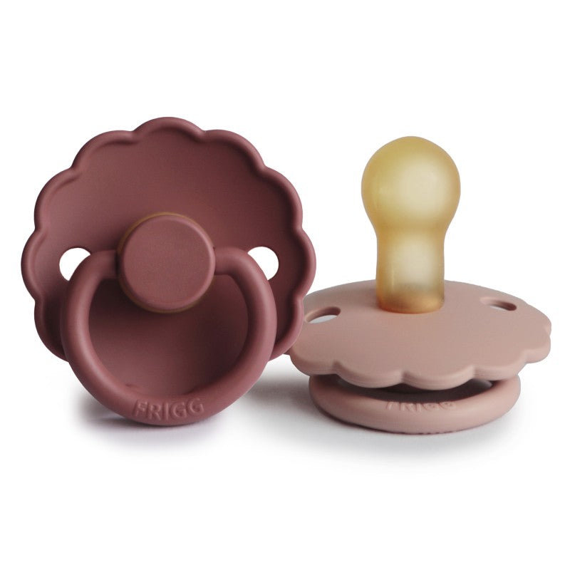 Pack of 2 Daisy Baby Natural Rubber Pacifiers Blush/Woodchuck T1 (0-6M) - FRIGG 