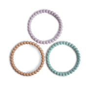 Lilac/Cyan/Soft peach silicone bracelets (3 pcs) - Mushie 