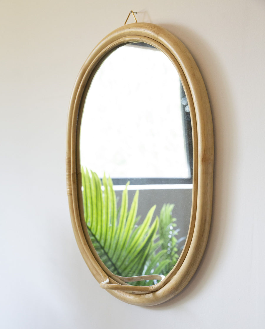 Oval rattan mirror with hook - Childhome