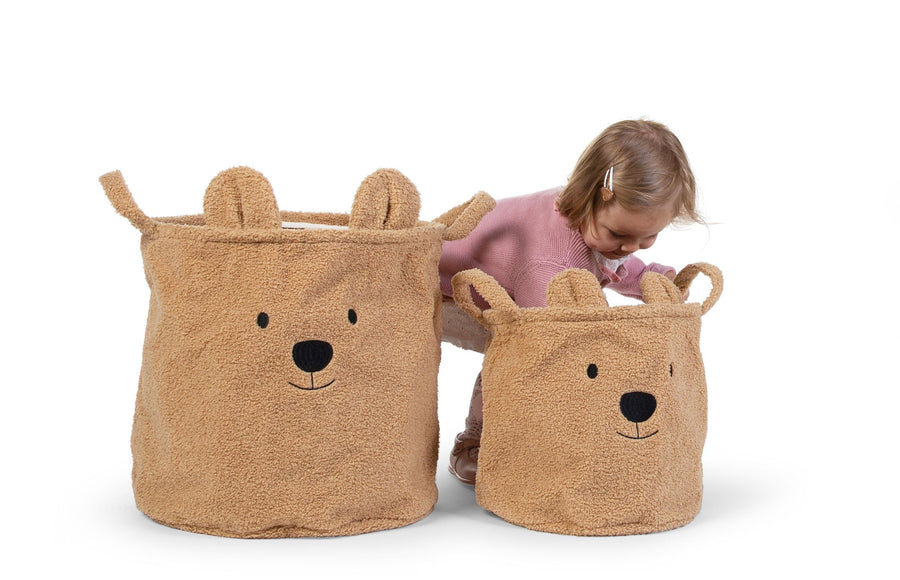 Medium brown Teddy storage basket - Childhome
