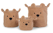 Brown Teddy storage basket Large - Childhome