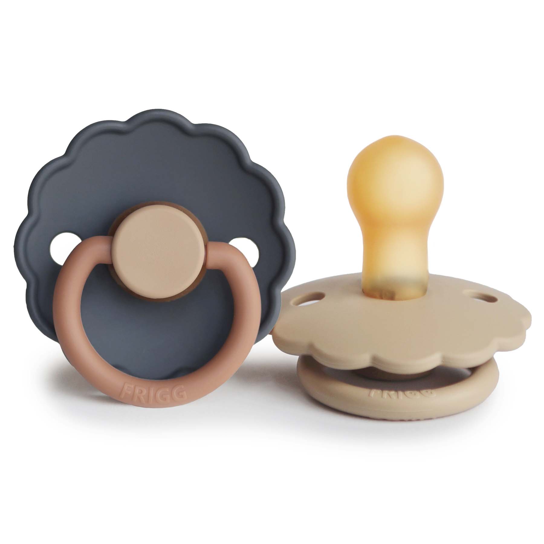 Pack of 2 Daisy Aurora/Croissant T1 natural rubber pacifiers (0-6M) - FRIGG 