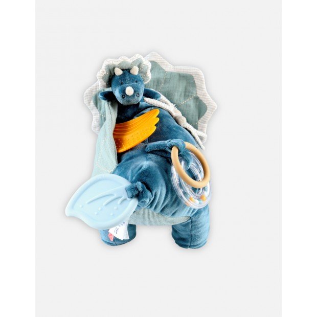 Ops activity soft toy in Veloudoux and organic cotton muslin Blue - Noukies