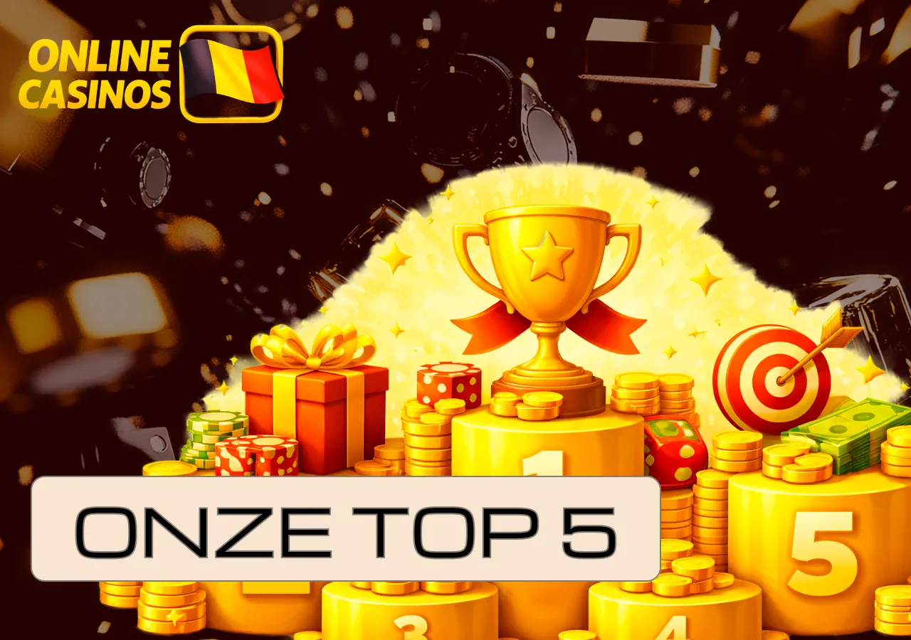 Selectie van vijf toonaangevende online casino’s op basis van kerncriteria.